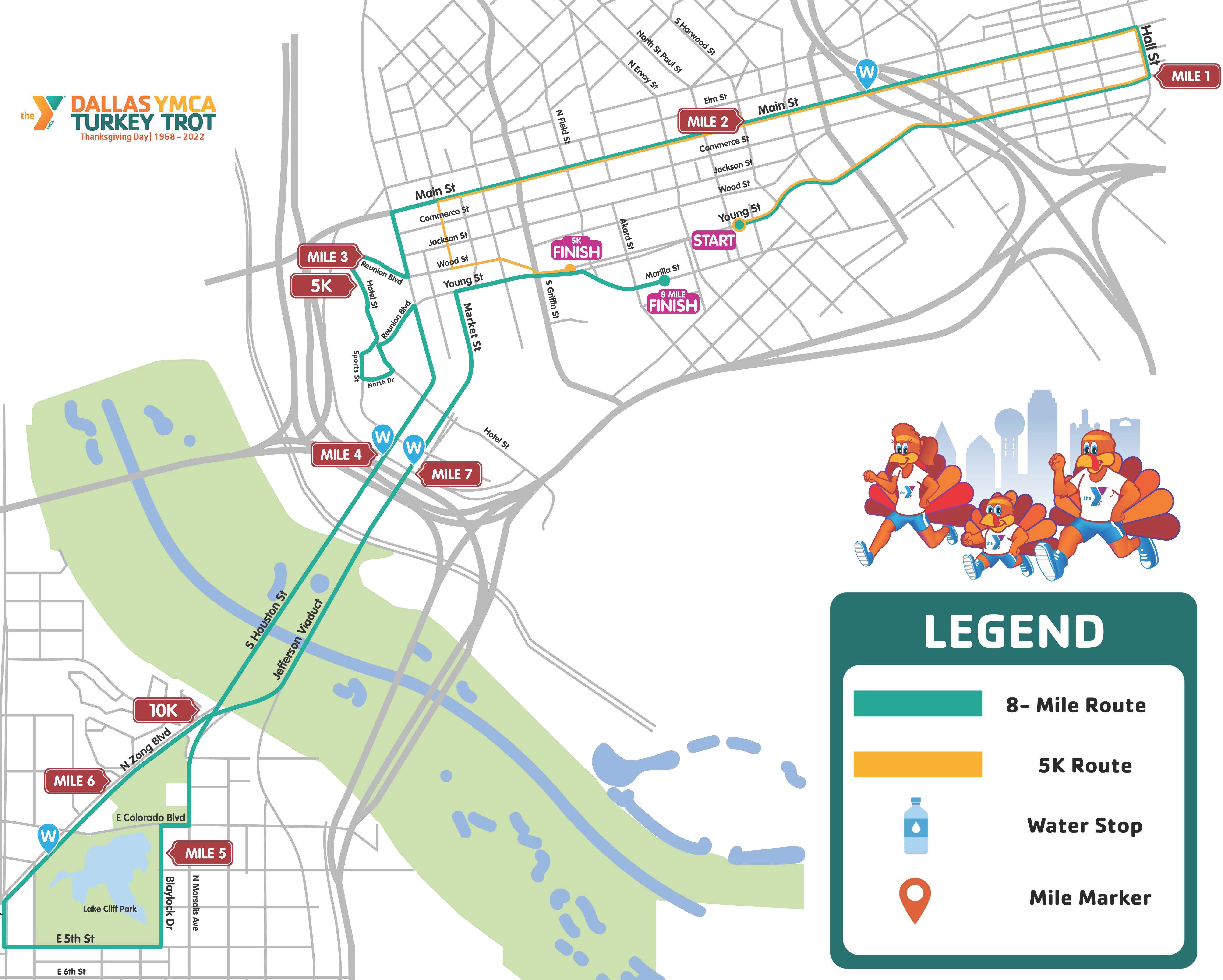 2022 Turkey Trot Map YMCA of Metropolitan Dallas